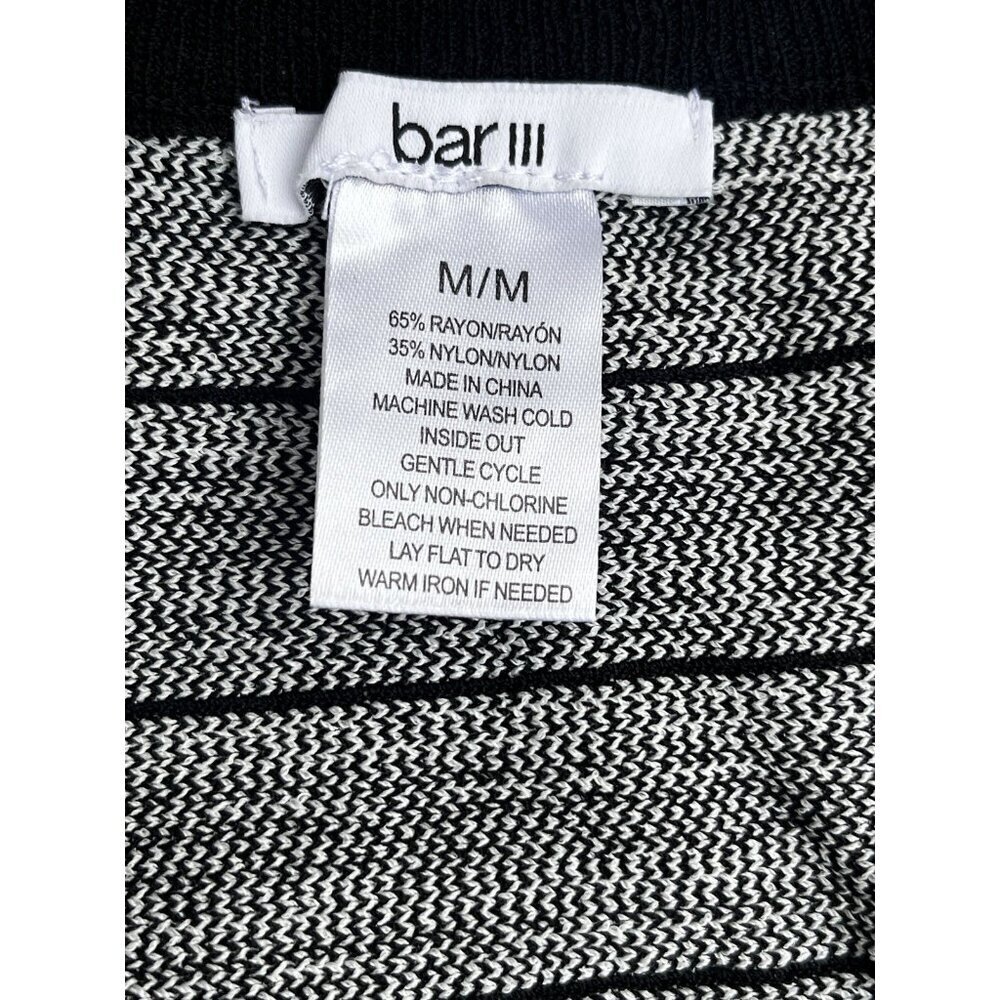 NWT Bar III Sleeveless Knit Dress Black White Stripe Size M Midi Stretch - Picture 15 of 15